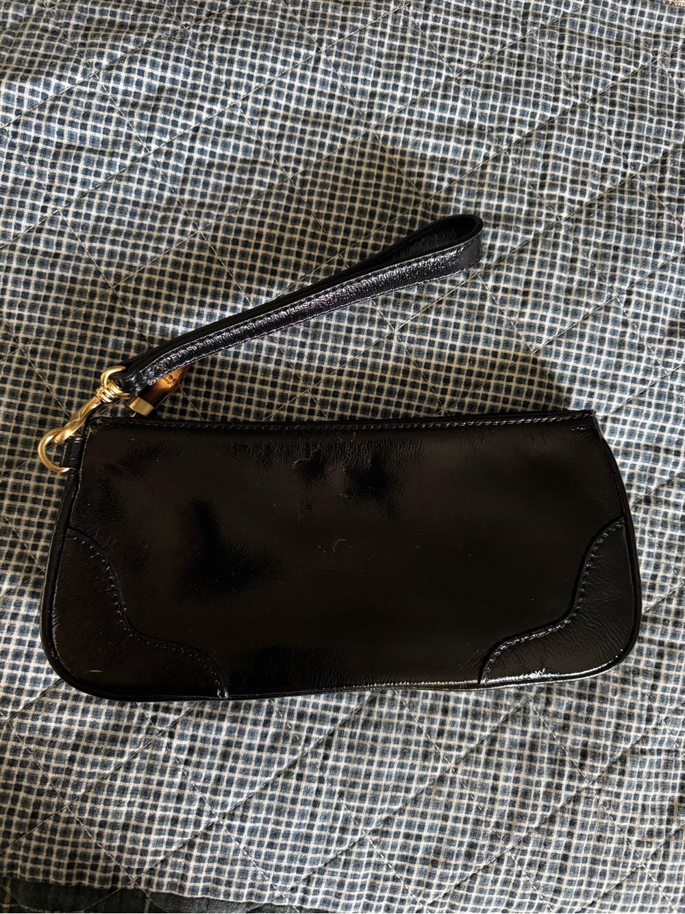 NWOT Talbots Patent Leather Wristlet with Bamboo Zipper Accent